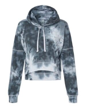 BLACK TIE DYE J america 8853 women's crop hooded sweatshirt