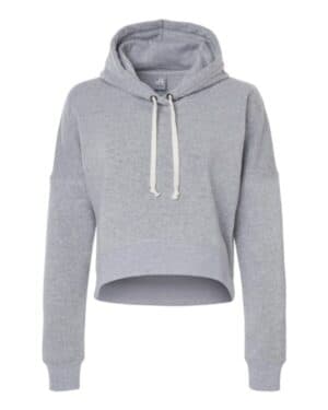 GREY TRIBLEND J america 8853 women's crop hooded sweatshirt