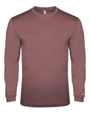 MAROON HEATHER Badger 4944 triblend performance long sleeve t-shirt