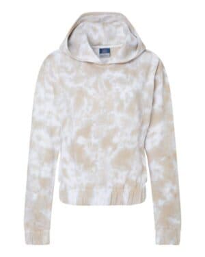 ATMOSPHERE W23718 women's sueded fleece tie-dyed crop hooded sweatshirt