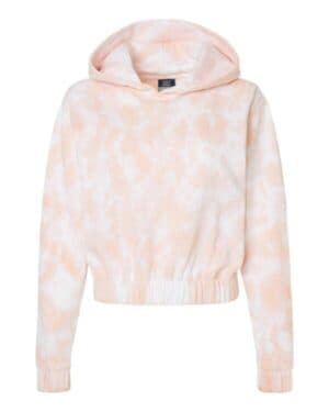 CAMEO PINK W23718 women's sueded fleece tie-dyed crop hooded sweatshirt