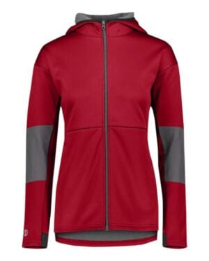SCARLET/ CARBON 229737 storm dfend women's sof-stretch hooded full-zip jacket