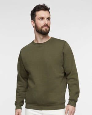MILITARY GREEN Lat 6925 elevated fleece crewneck sweatshirt