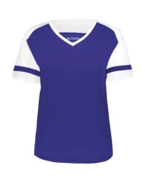 PURPLE/ WHITE Augusta sportswear 2914 women's triblend fanatic 20 v-neck t-shirt