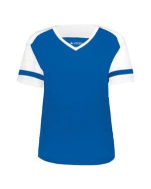 ROYAL/ WHITE Augusta sportswear 2914 women's triblend fanatic 20 v-neck t-shirt