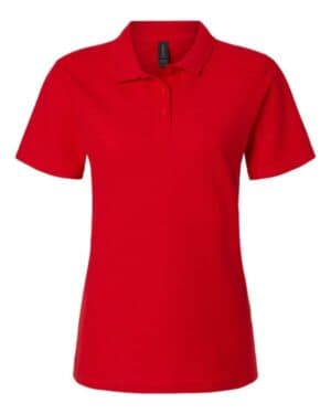 RED Gildan 64800L softstyle women's pique polo