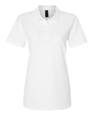 WHITE Gildan 64800L softstyle women's pique polo