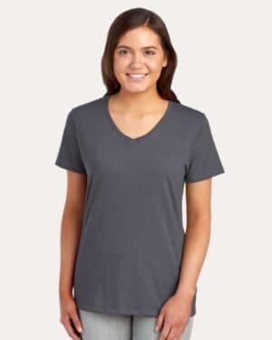 CHARCOAL HEATHER Jerzees 560WVR women's premium blend v-neck