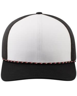 WHITE/ BLK/ BLK Pacific headwear 104BR trucker snapback braid cap