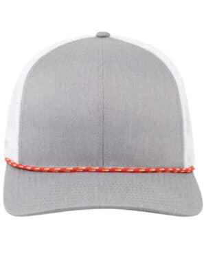 RED/ HT GRY/ WHT Pacific headwear 104BR trucker snapback braid cap