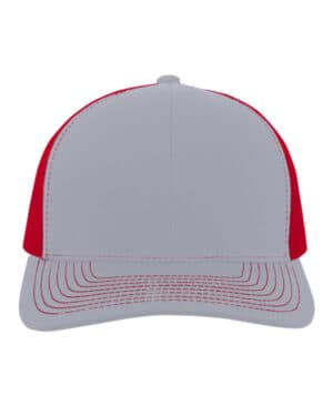 HTHR GREY/ RED Pacific headwear 104S contrast stitch trucker snapback