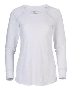 WHITE BW3166 women's solid preppy patch long sleeve t-shirt