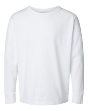 WHITE Comfortwash by hanes GDH275 garment-dyed youth long sleeve t-shirt