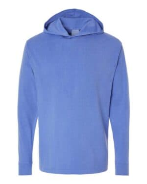 DEEP FORTE BLUE GDH280 garment-dyed jersey hooded long sleeve t-shirt