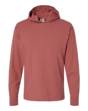 NANTUCKET RED GDH280 garment-dyed jersey hooded long sleeve t-shirt
