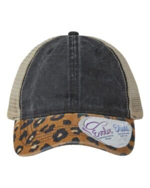 BLACK/ LEOPARD/ KHAKI Infinity her JANET women's printed visor with mesh back cap