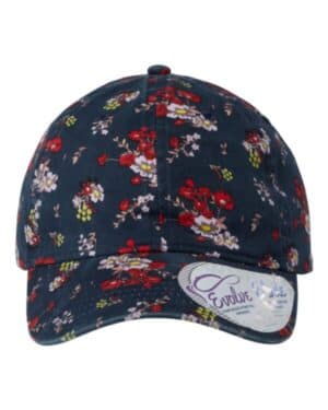 DARK NAVY/ FLORAL Infinity her HATTIE women's garment-washed fashion print cap