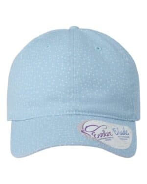 LIGHT BLUE/ WHITE POLKA DOTS Infinity her HATTIE women's garment-washed fashion print cap