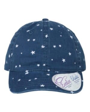 NAVY/ WHITE STARS Infinity her HATTIE women's garment-washed fashion print cap