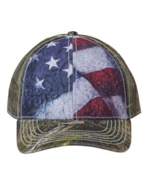 Outdoor cap SUS100 camo with flag sublimated front panels cap