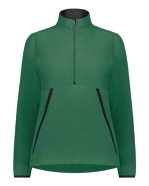 DARK GREEN 6857 eco revive women's polar fleece quarter-zip pullover