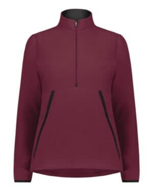 MAROON 6857 eco revive women's polar fleece quarter-zip pullover