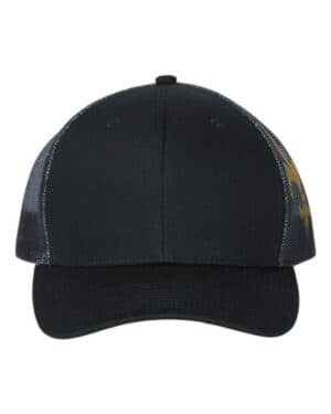 BLACK/ BLACK/ FLEUR DE LIS Kati S700M printed mesh trucker cap