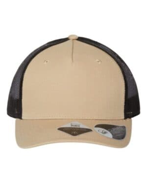 KHAKI/ BLACK Atlantis headwear ZION sustainable five-panel trucker cap
