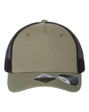 OLIVE/ BLACK Atlantis headwear ZION sustainable five-panel trucker cap