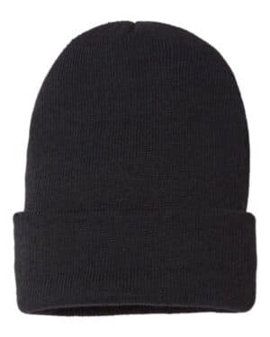 BLACK Cap america SKN24 usa-made sustainable cuffed beanie