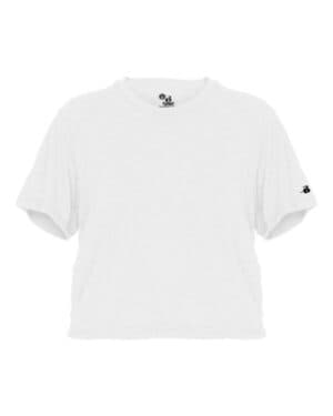 WHITE Badger 4963 women's tri-blend crop t-shirt