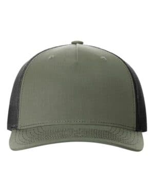 LODEN GREEN/ BLACK Richardson 112FP five-panel trucker cap