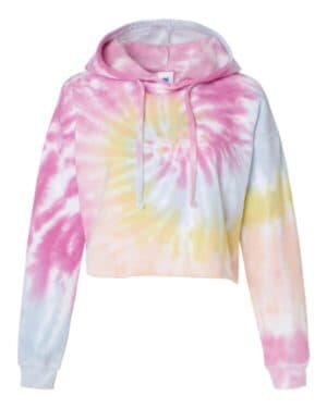 DESERT ROSE Colortone 8333 women's tie-dyed crop hooded sweatshirt