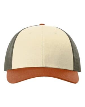 CREAM/ LODEN GREEN/ DARK ORANGE Richardson 115 low pro trucker cap