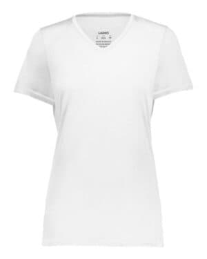 WHITE Augusta sportswear 6844 women's super soft-spun poly v-neck t-shirt
