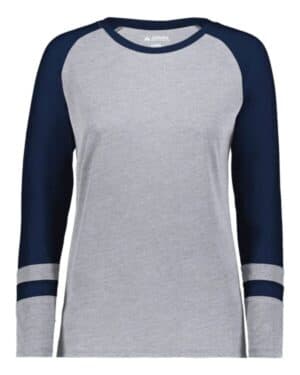 GREY HEATHER/ NAVY 2917 women's triblend fanatic 20 long sleeve t-shirt