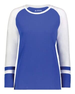 ROYAL/ WHITE 2917 women's triblend fanatic 20 long sleeve t-shirt