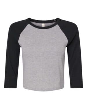 ATHLETIC HEATHER/ BLACK Bella canvas 1200 women's micro rib 3/4 raglan sleeve baby tee