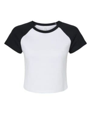 WHITE/ BLACK Bella canvas 1201 women's micro rib raglan baby tee