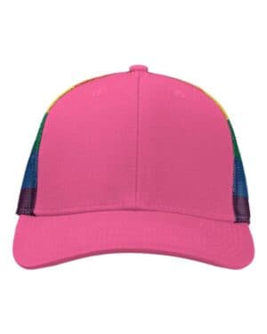 HOT PINK/ RAINBOW Kati S700M printed mesh trucker cap