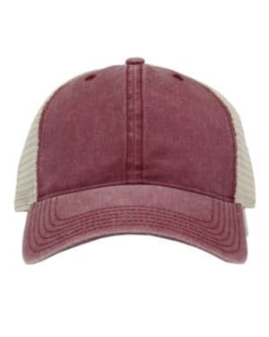 DARK MAROON/ STONE The game GB460 pigment-dyed trucker cap