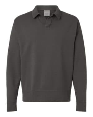 NEW RAILROAD GREY Comfortwash by hanes GDH490 garment-dyed polo collar sweatshirt