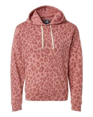 DUSTY ROSE LEOPARD TRIBLEND J america 8871 triblend fleece hooded sweatshirt