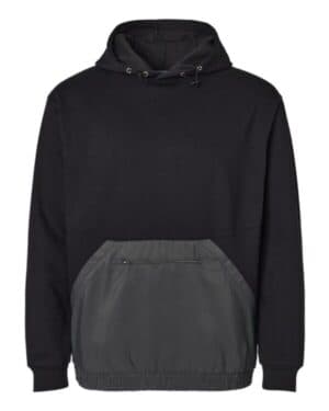 BLACK/ CHARCOAL Mv sport 23112 mixed media hooded sweatshirt