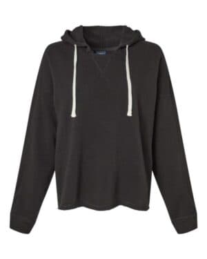 BLACK W23101 women's angel fleece crop hooded sweatshirt