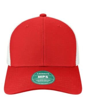 SCARLET RED/ WHITE Legacy MPS mid-pro snapback trucker cap