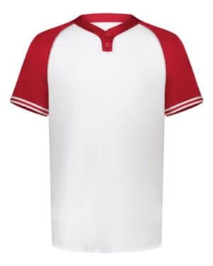 WHITE/ SCARLET Augusta sportswear 6906 youth cutter henley jersey