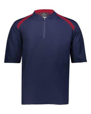 NAVY/ SCARLET 229581 clubhouse short sleeve quarter-zip pullover