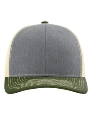 HEATHER GREY/ BIRCH/ ARMY OLIVE Richardson 112 snapback trucker cap