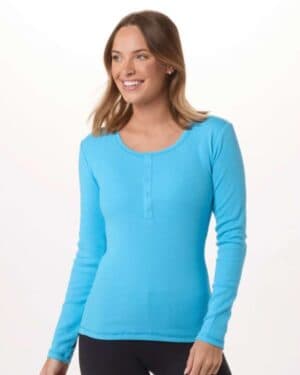 PACIFIC BLUE Boxercraft BW2402 women's harper long sleeve henley